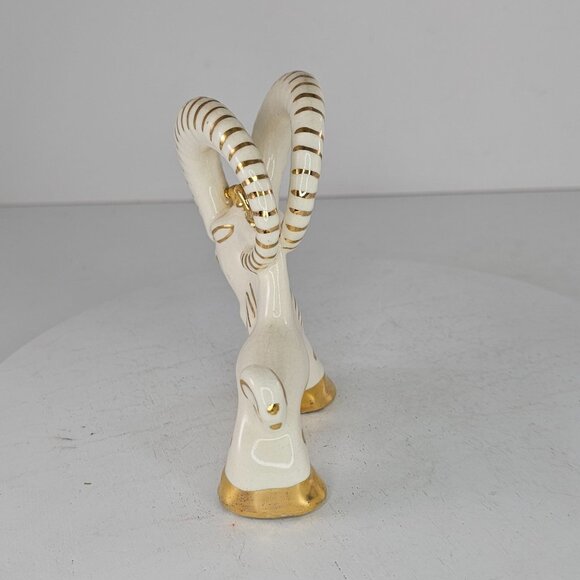 Vintage Art Deco Grindley Ware Ram Goat Figurine White Gold Zodiac Aries - Picture 5 of 8